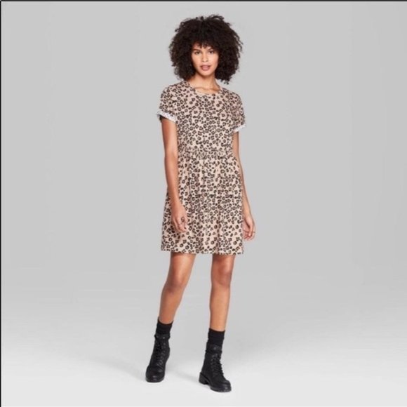 Cotton Leopard Babydoll Dress- Wild Fable, Sz Medium - Picture 1 of 4